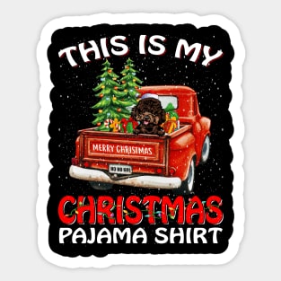 This Is My Christmas Pajama Shirt Poodle Truck Tree Sticker